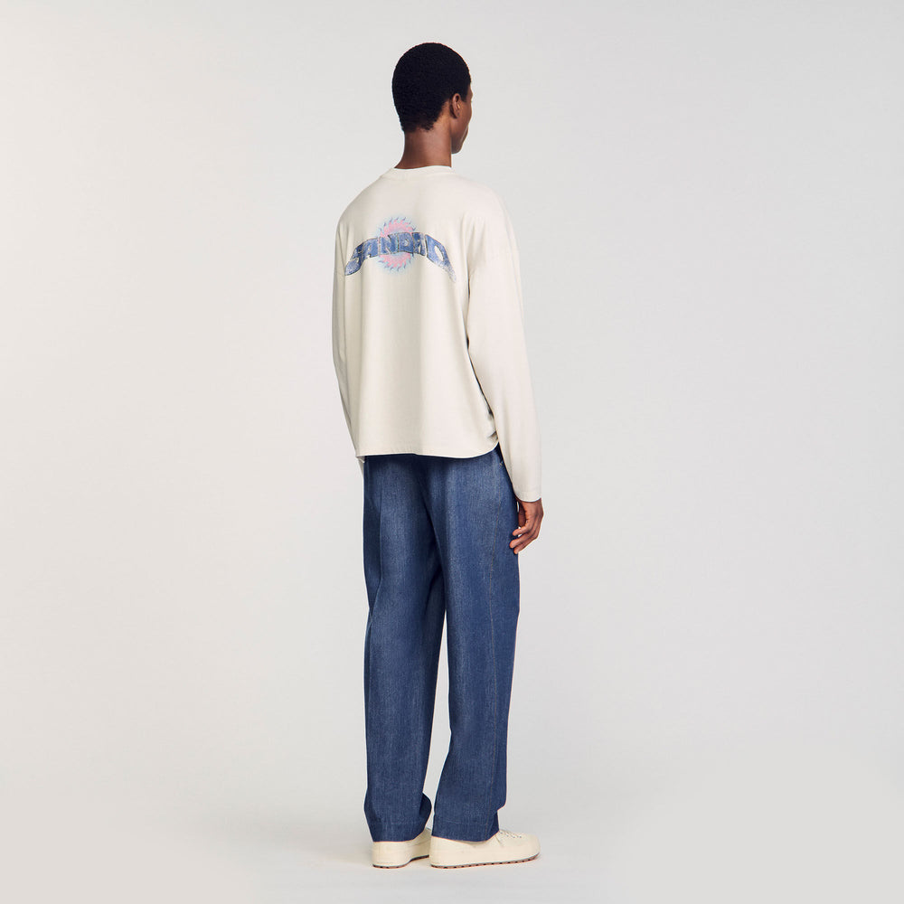 Sun motif T-shirt Vintage White Sandro Men