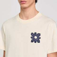 T-shirt with flower detail Ivory. Sandro Men
