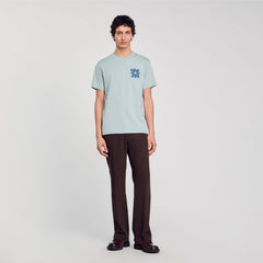 T-shirt with flower detail Chambray Sandro Men