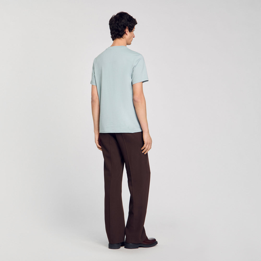 T-shirt with flower detail Chambray Sandro Men
