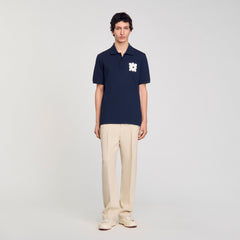 Polo shirt with flower patch Midnight Blue Sandro Men