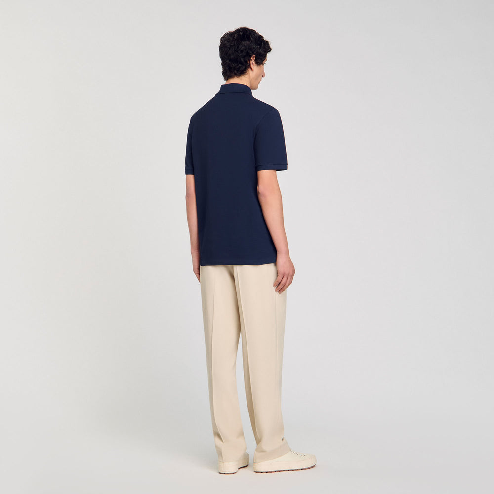 Polo shirt with flower patch Midnight Blue Sandro Men