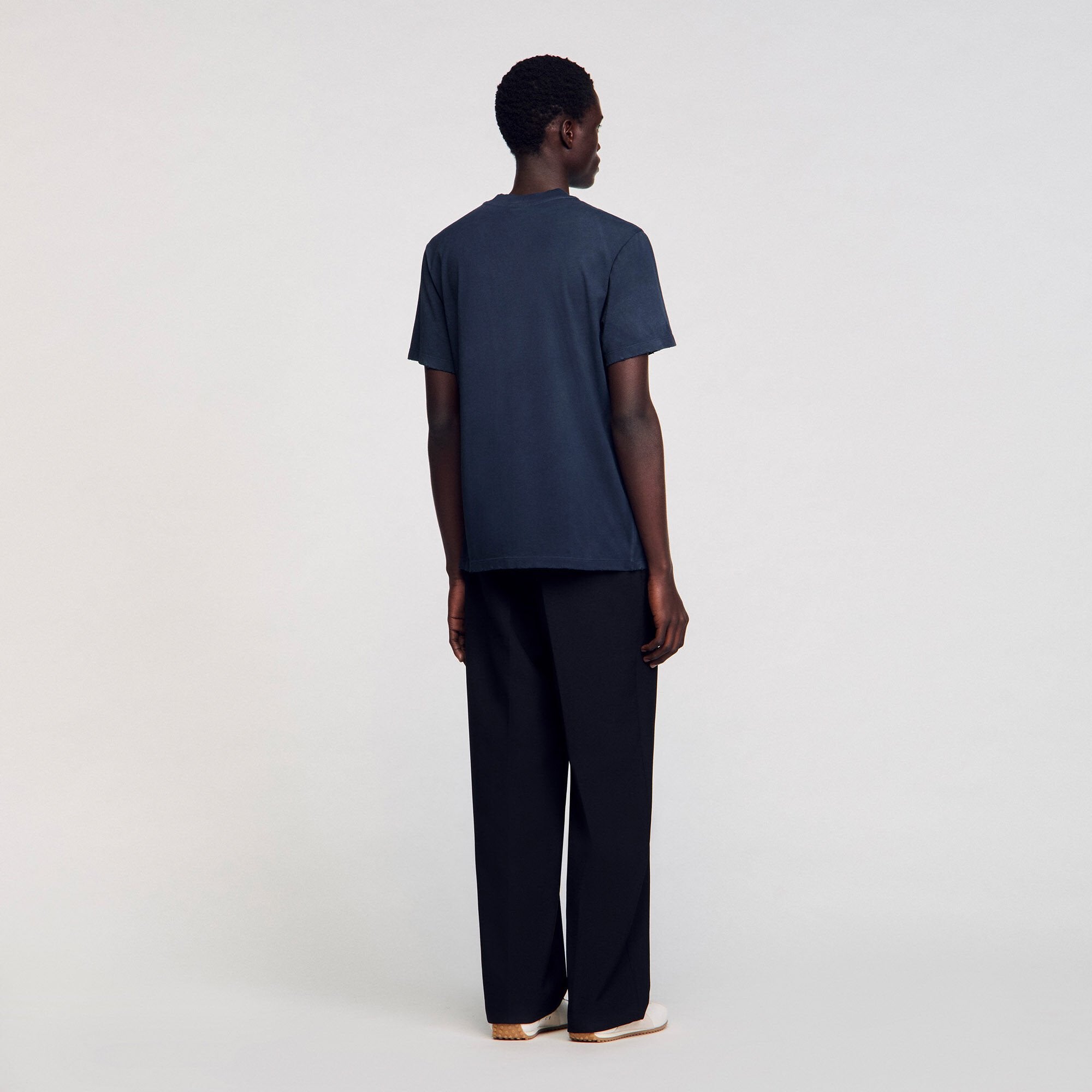 Worn-effect T-shirt Navy Blue Sandro Men