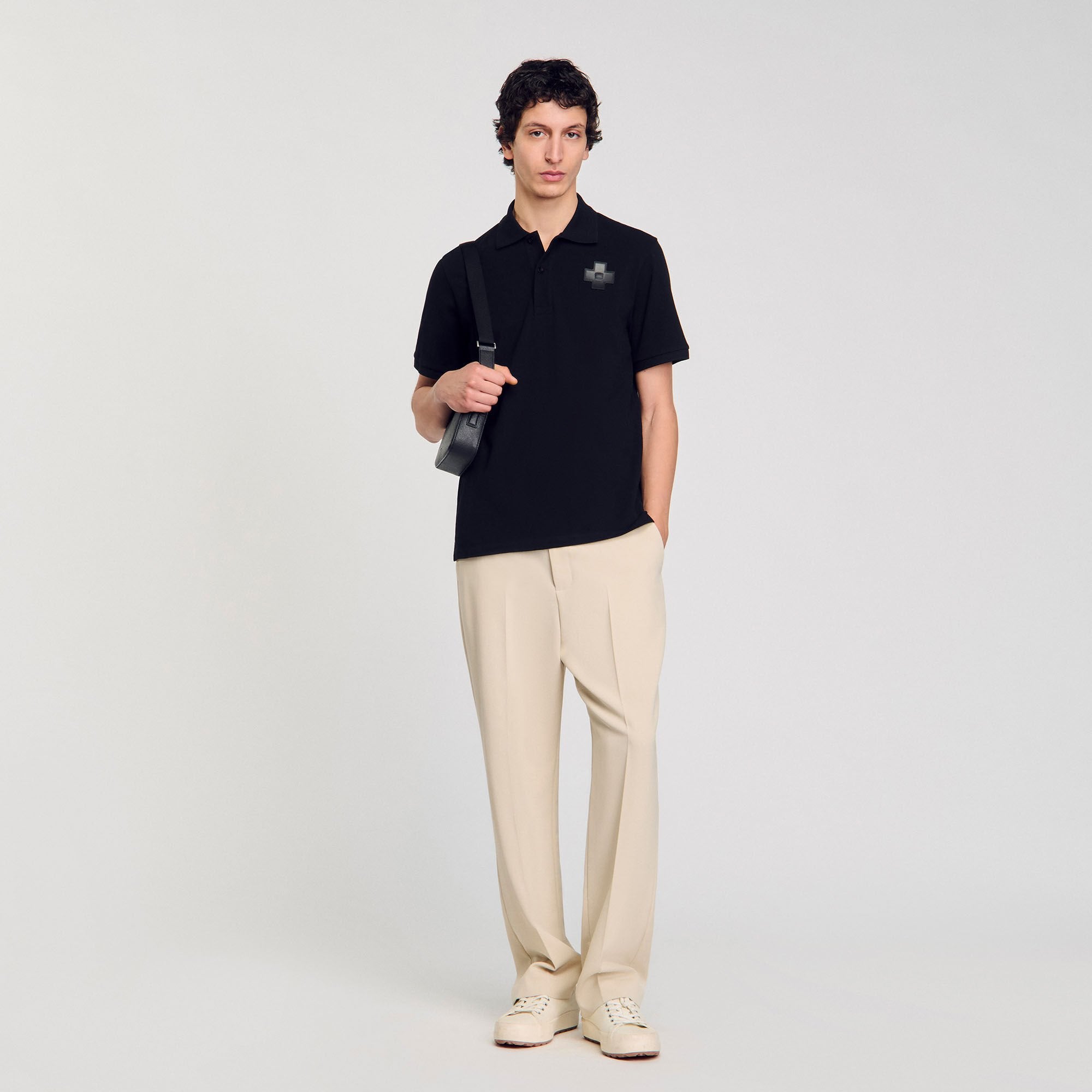 Cotton polo shirt Black Sandro Men