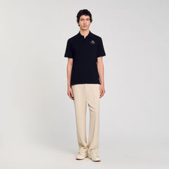 Cotton polo shirt Black Sandro Men