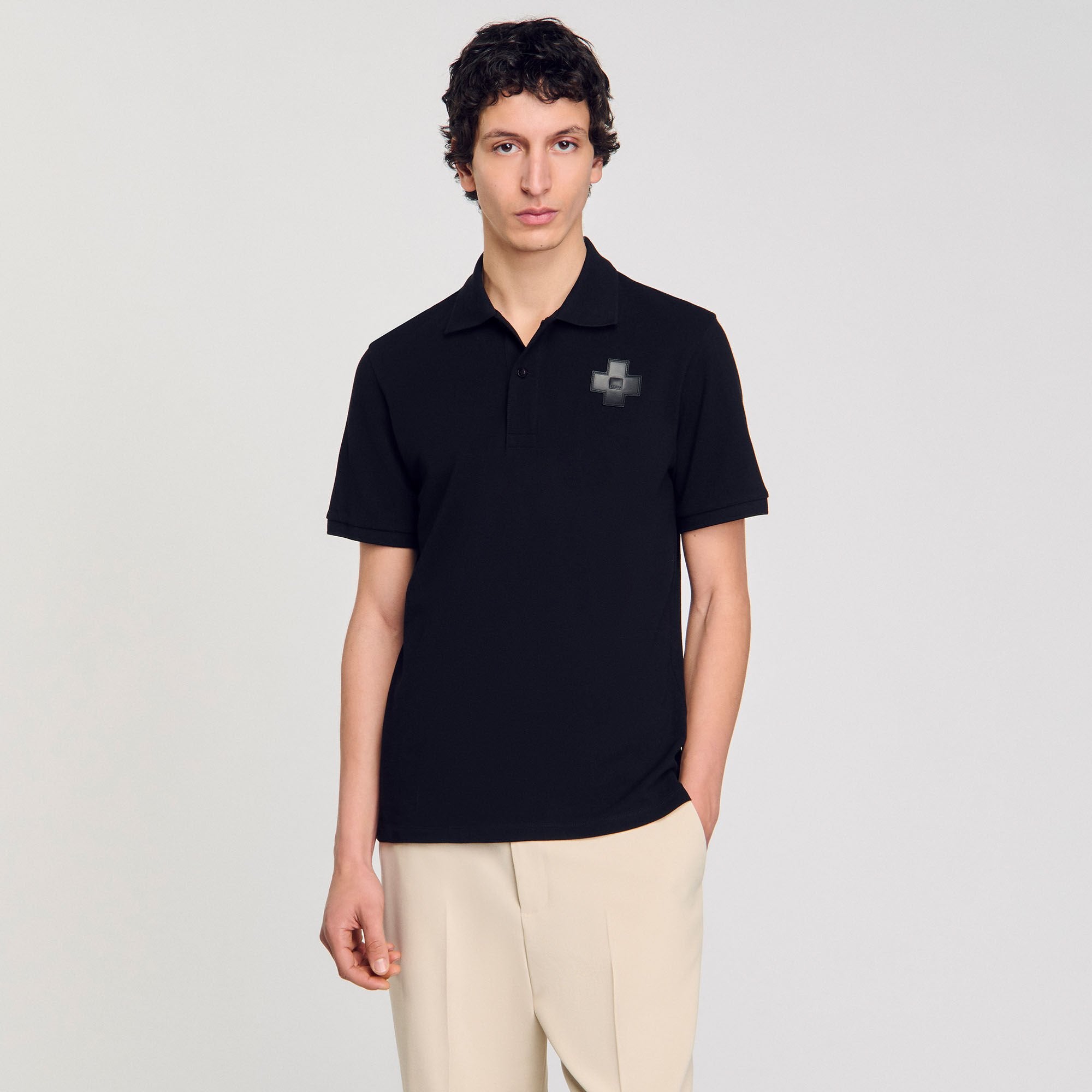 Cotton polo shirt Black Sandro Men