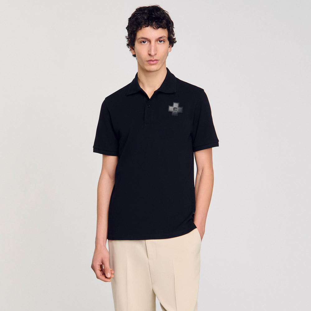 Cotton polo shirt Black Sandro Men