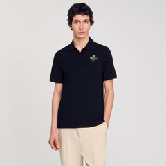 Cotton polo shirt Black Sandro Men