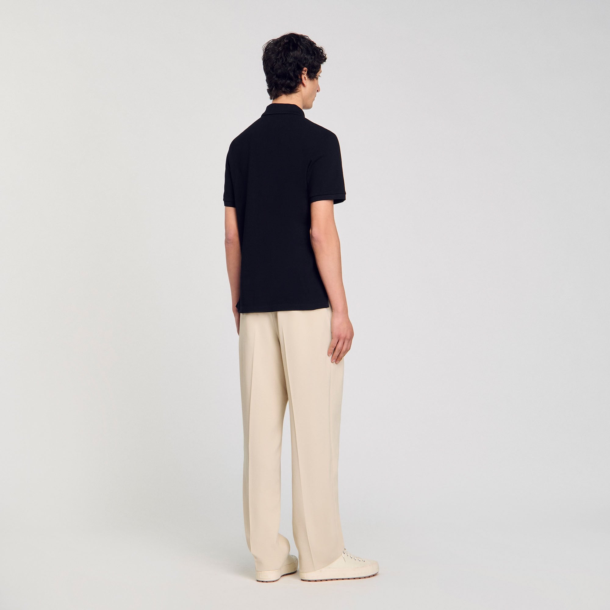 Cotton polo shirt Black Sandro Men