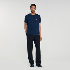 Leather logo T-shirt Navy Blue Sandro Men