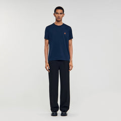 Leather logo T-shirt Navy Blue Sandro Men