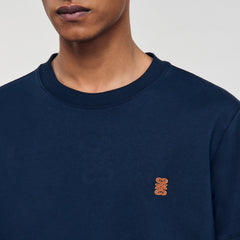 Leather logo T-shirt Navy Blue Sandro Men