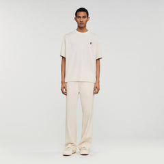 Leather logo T-shirt Butter Cream Sandro Men