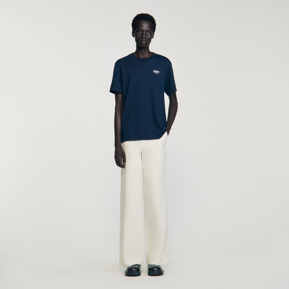 T-shirt with appliqué logo Midnight Blue Sandro Men