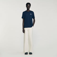 T-shirt with appliqué logo Midnight Blue Sandro Men
