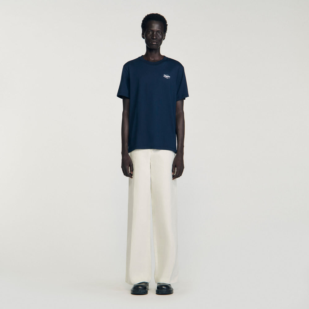 T-shirt with appliqué logo Midnight Blue Sandro Men
