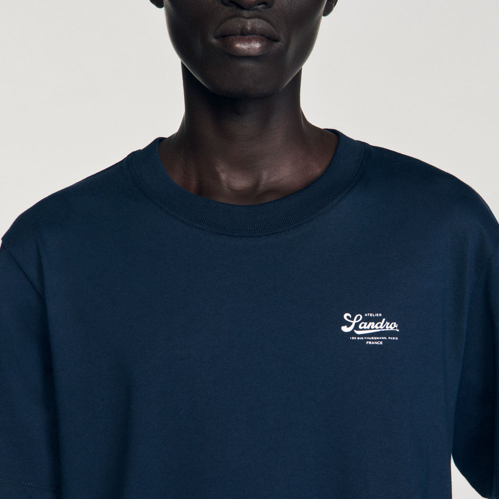 T-shirt with appliqué logo Midnight Blue Sandro Men