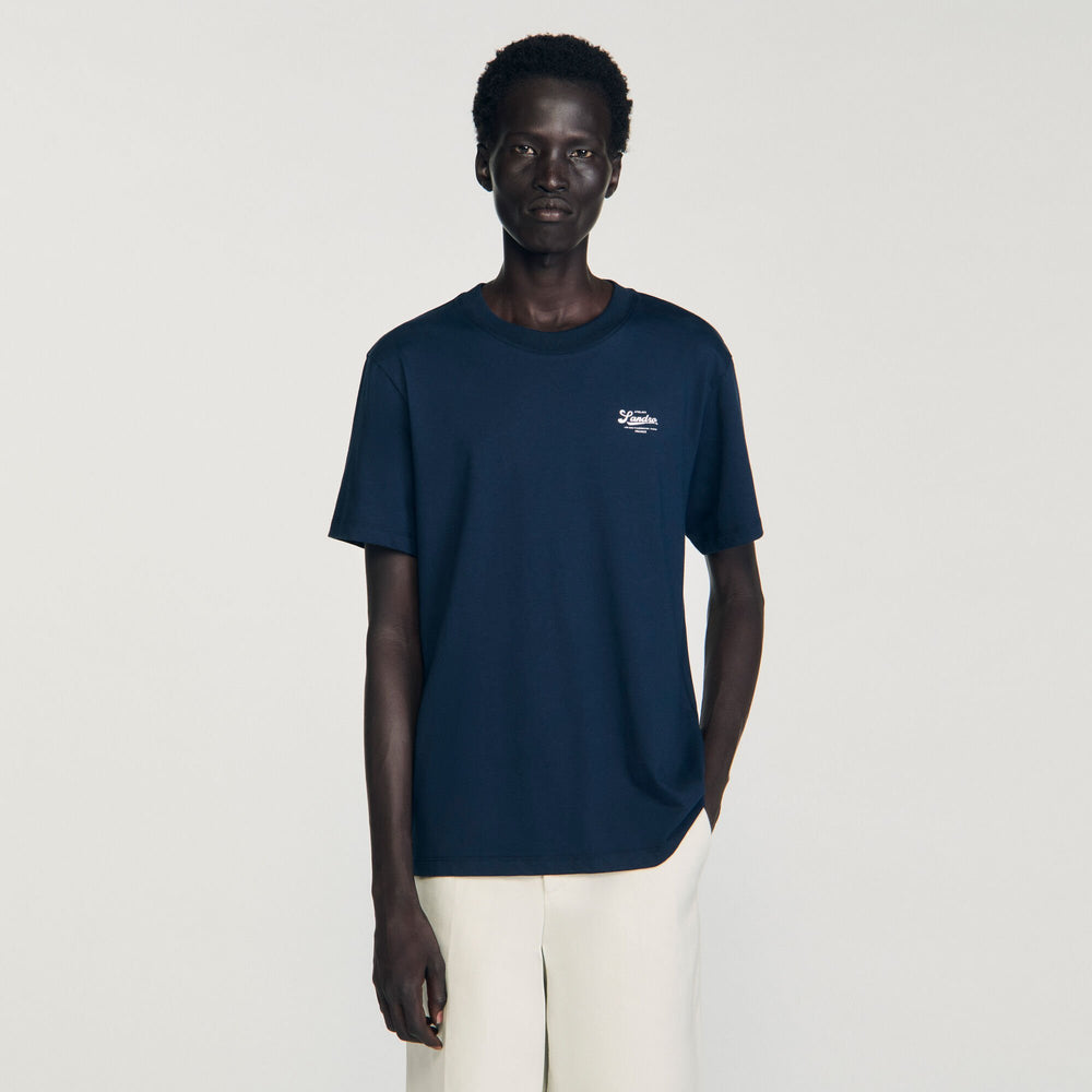 T-shirt with appliqué logo Midnight Blue Sandro Men