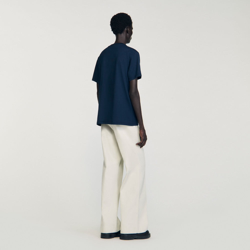 T-shirt with appliqué logo Midnight Blue Sandro Men