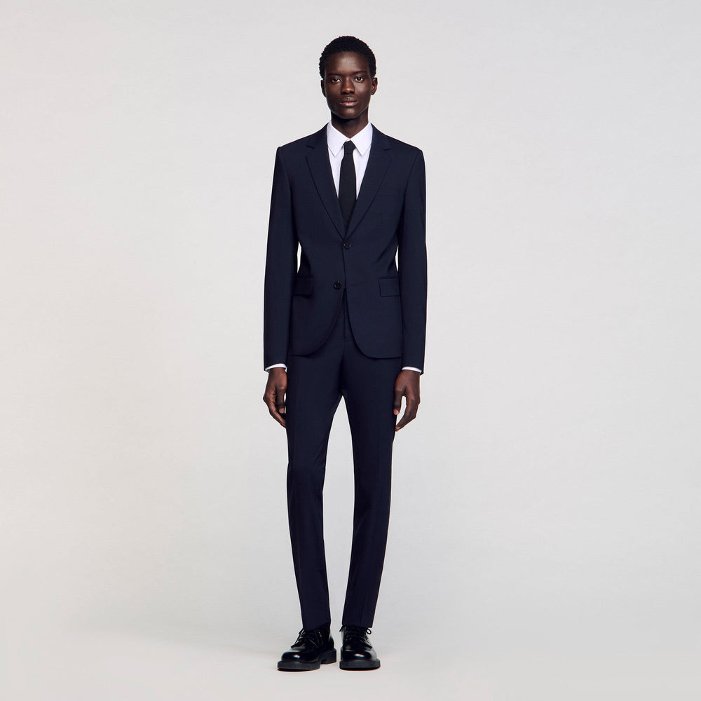 Classic wool suit jacket Navy Blue Sandro Men