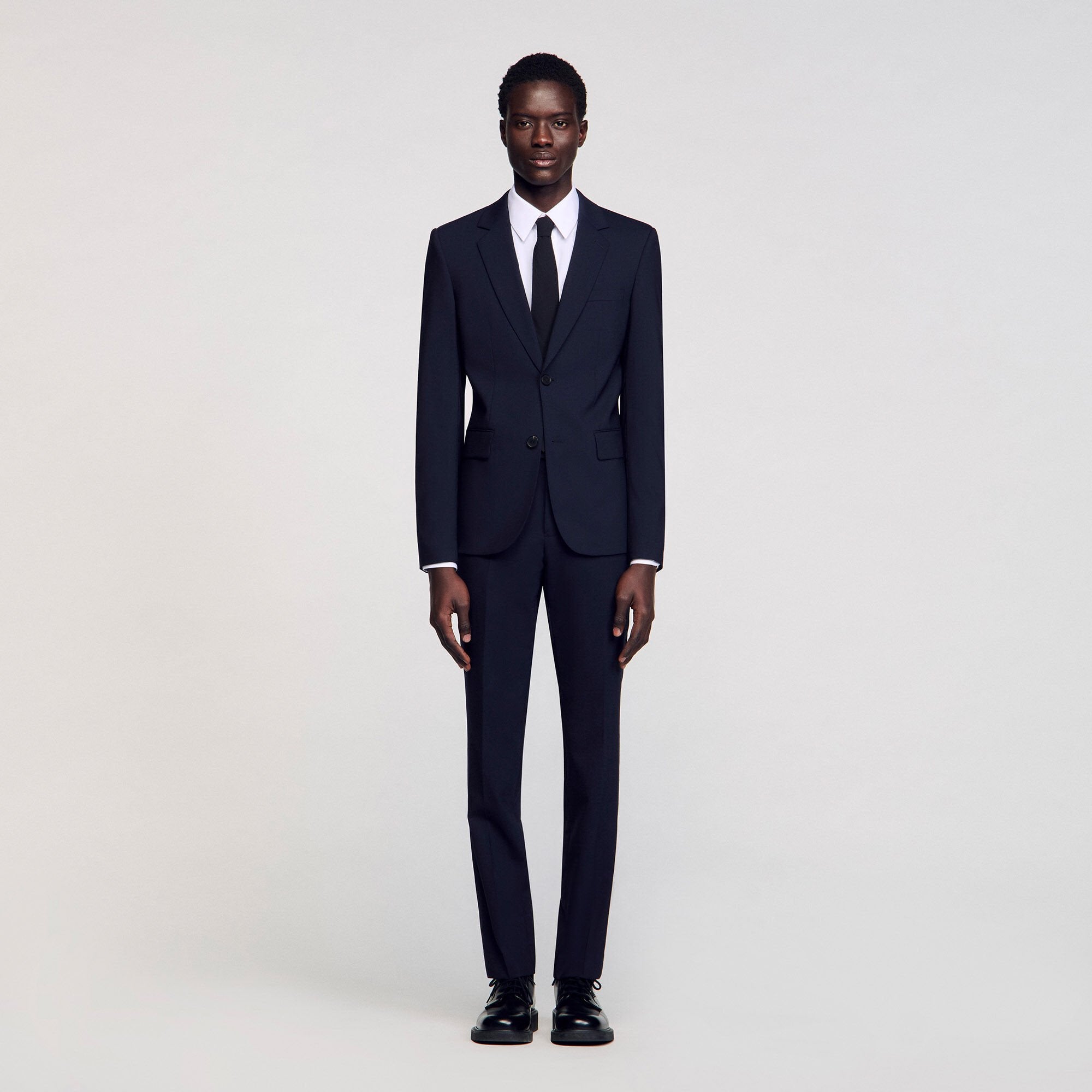 Classic wool suit jacket Navy Blue Sandro Men