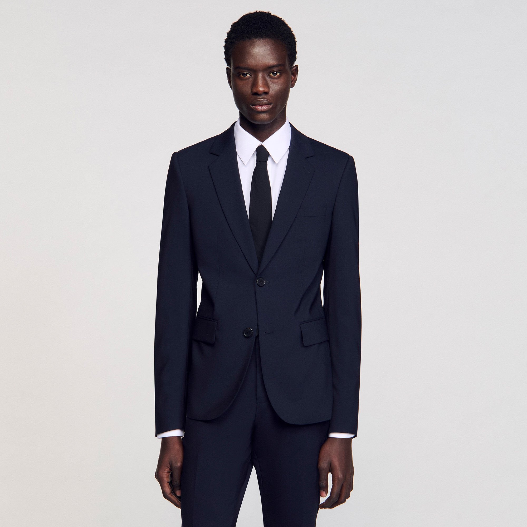 Classic wool suit jacket Navy Blue Sandro Men