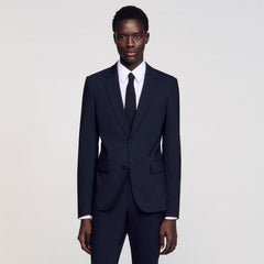 Classic wool suit jacket Navy Blue Sandro Men