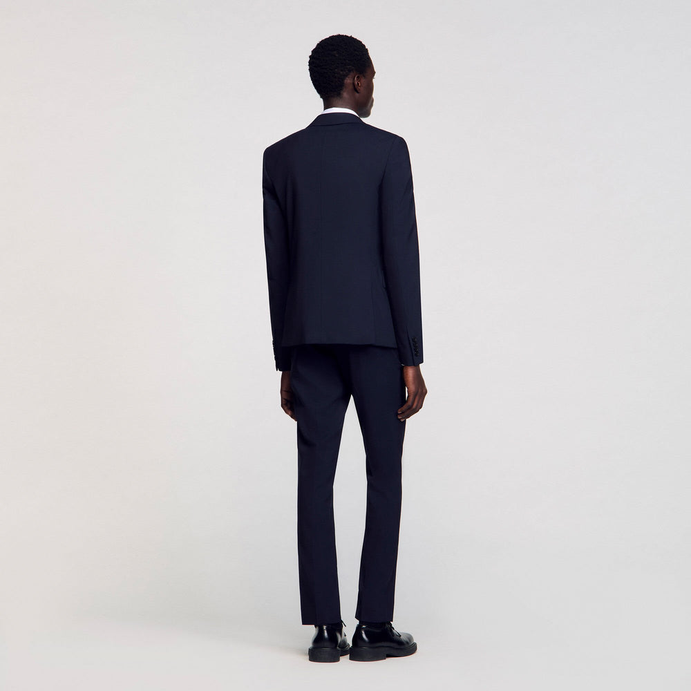 Classic wool suit jacket Navy Blue Sandro Men