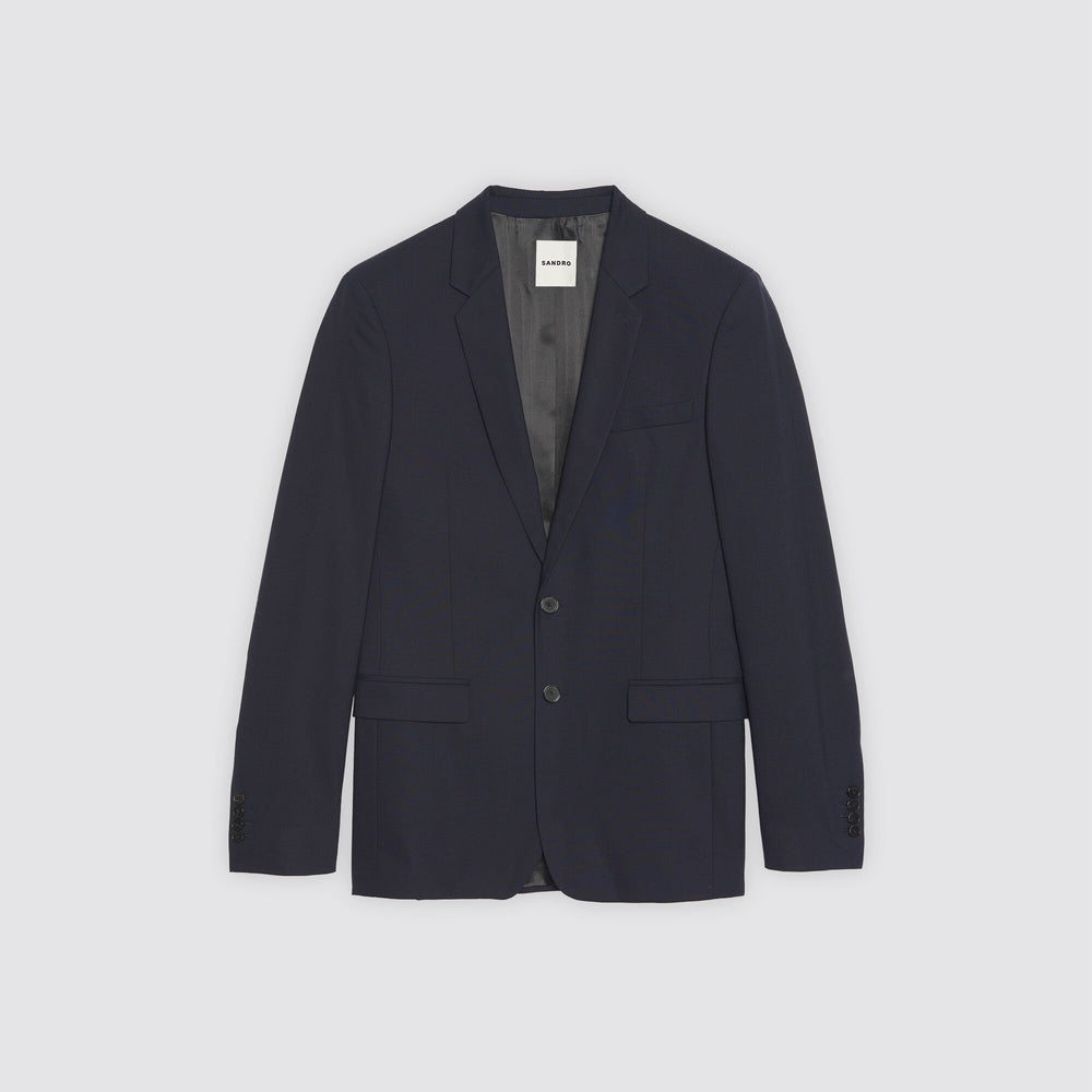 Classic wool suit jacket Navy Blue Sandro Men