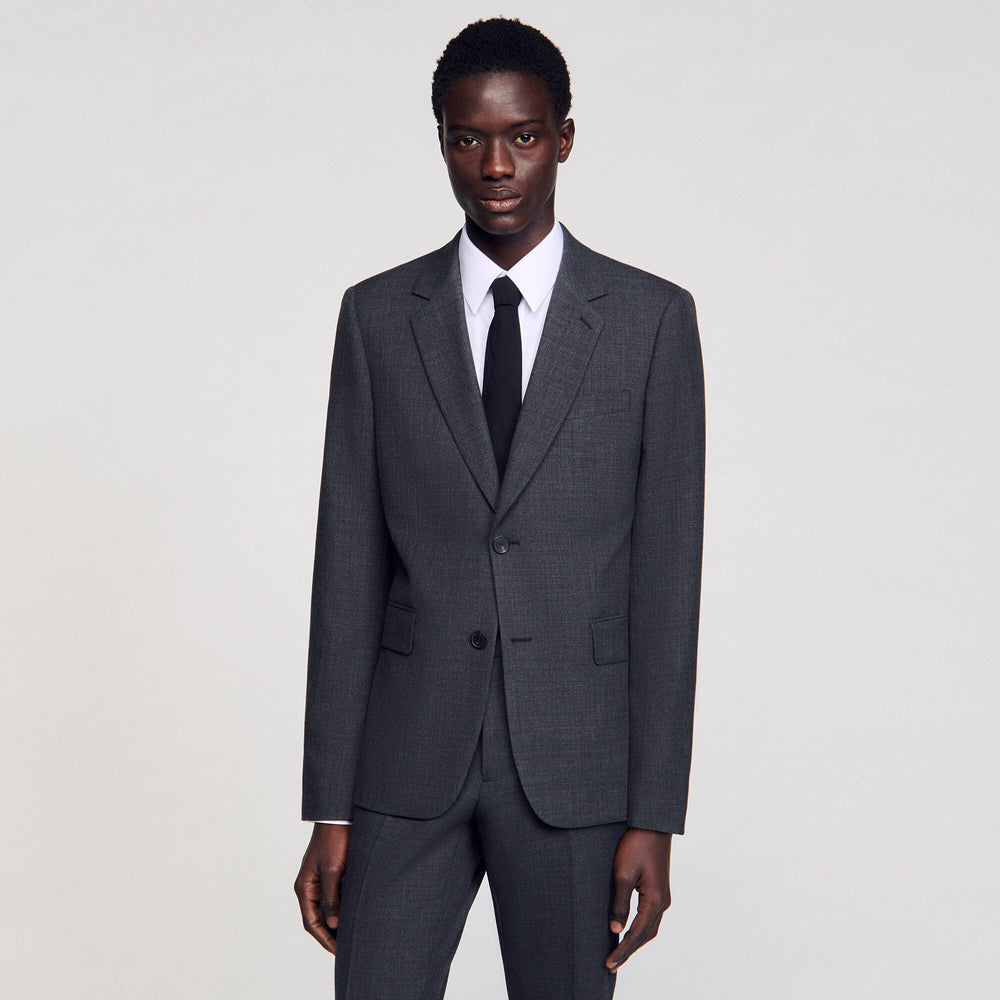 Wool suit jacket Mocked Grey Sandro Men