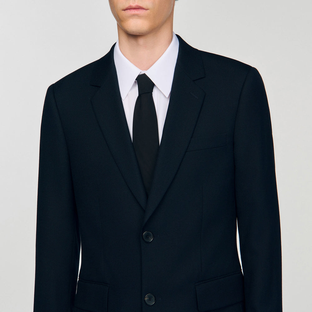 Wool suit jacket Navy Blue Sandro Men