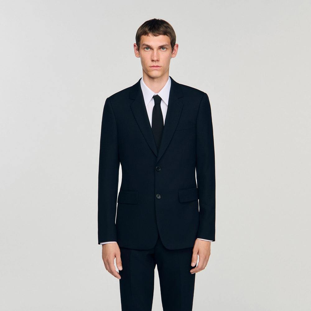 Wool suit jacket Navy Blue Sandro Men