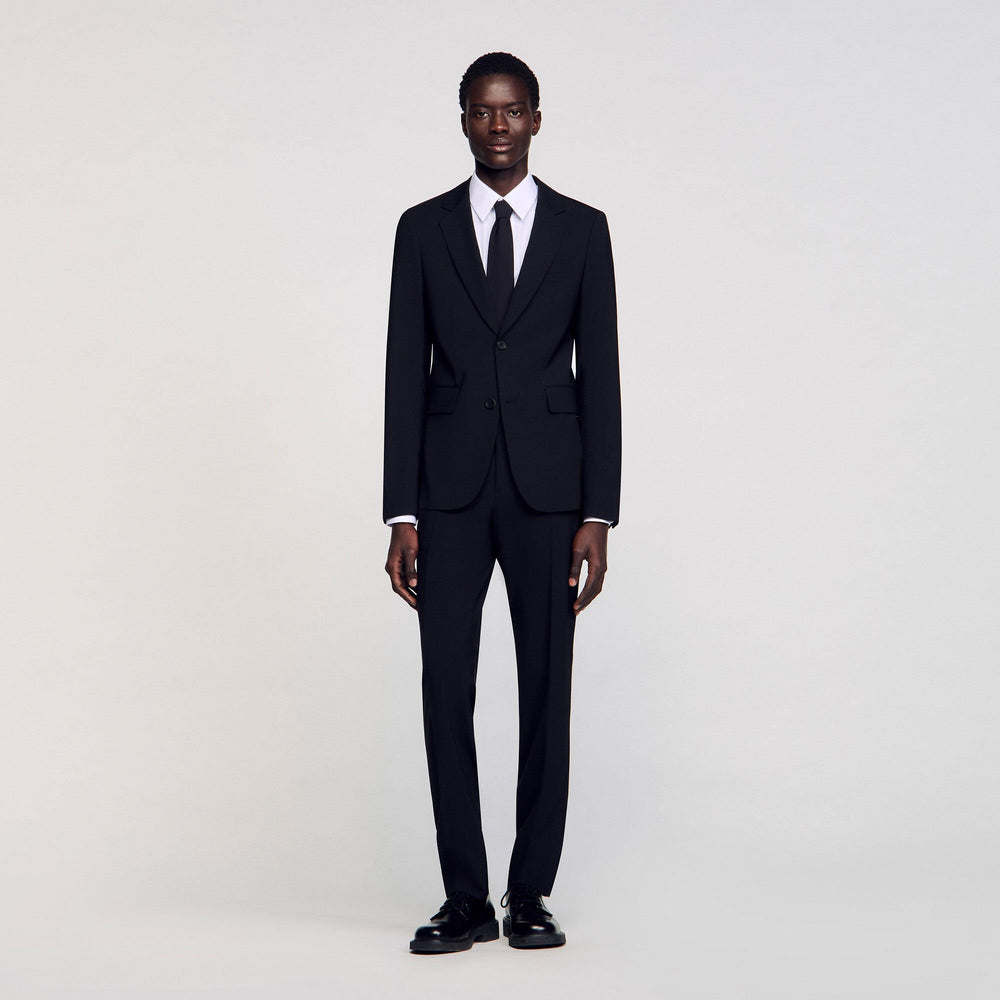 Virgin wool suit jacket Black Sandro Men