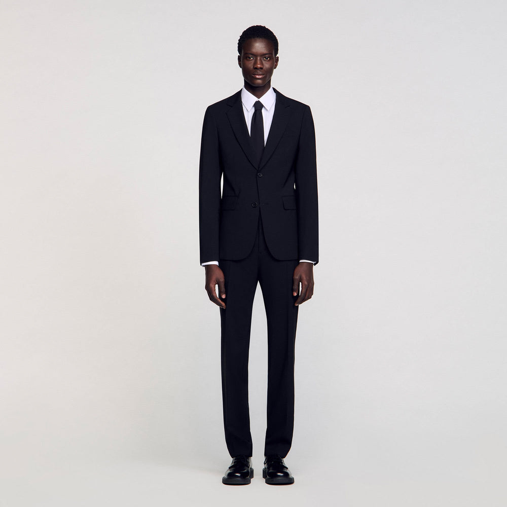 Virgin wool suit jacket Black Sandro Men
