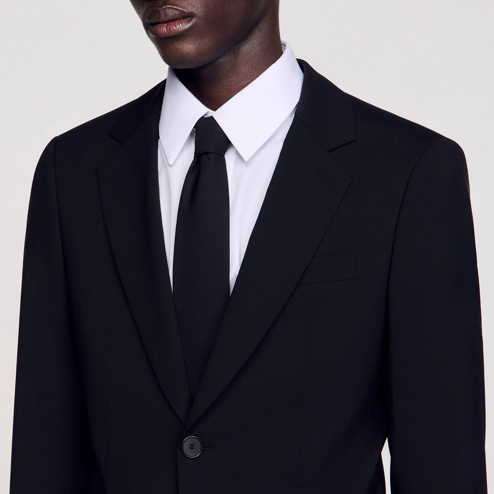 Virgin wool suit jacket Black Sandro Men