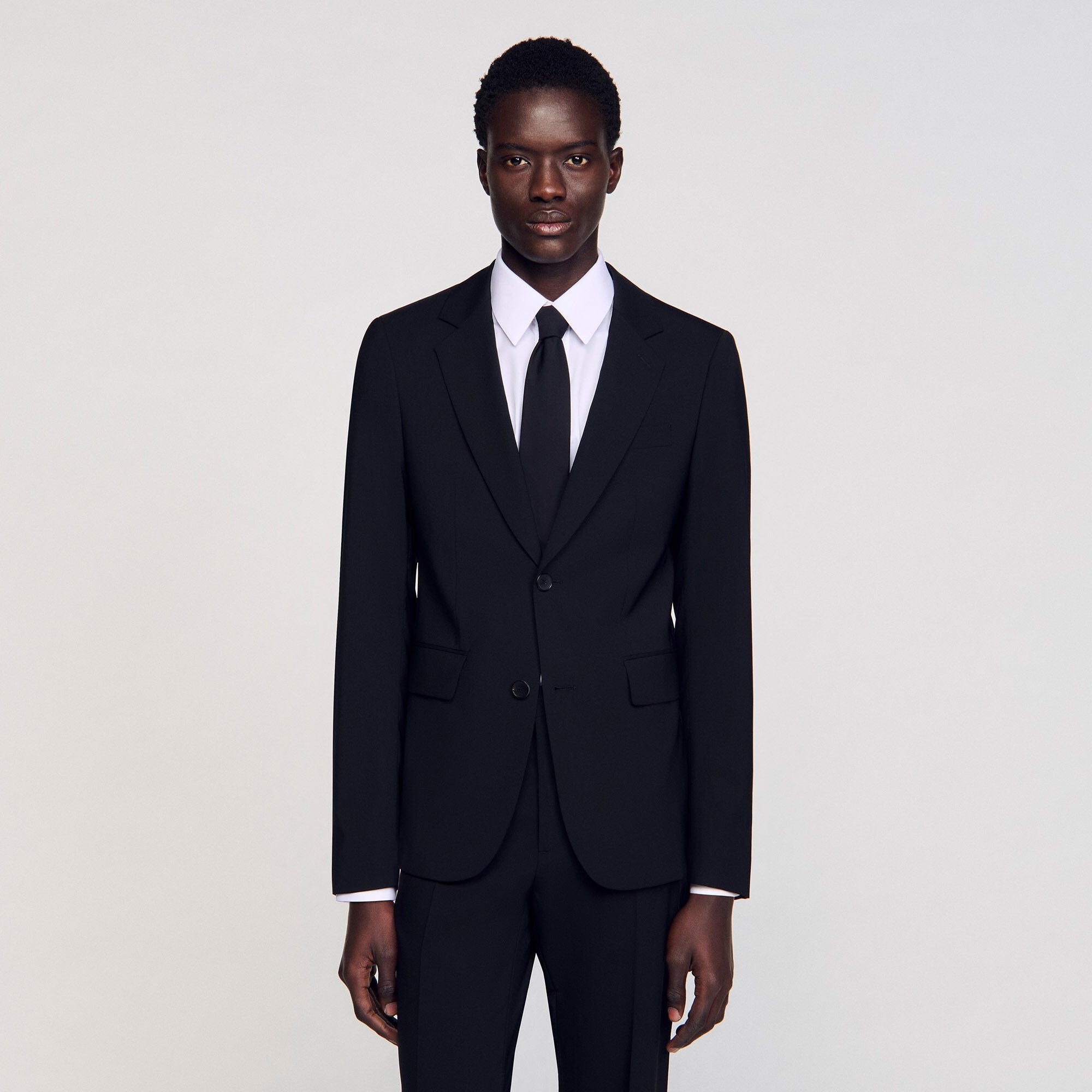 Virgin wool suit jacket Black Sandro Men