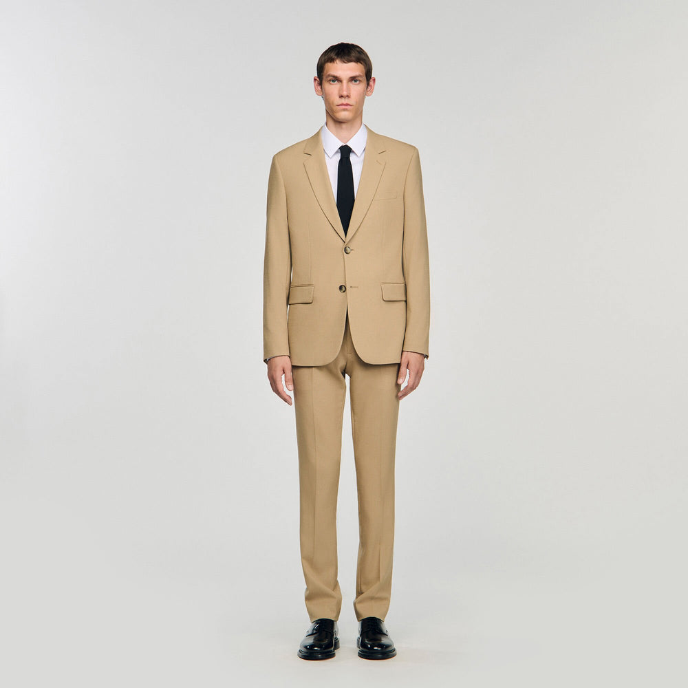 Wool suit jacket Beige Sandro Men