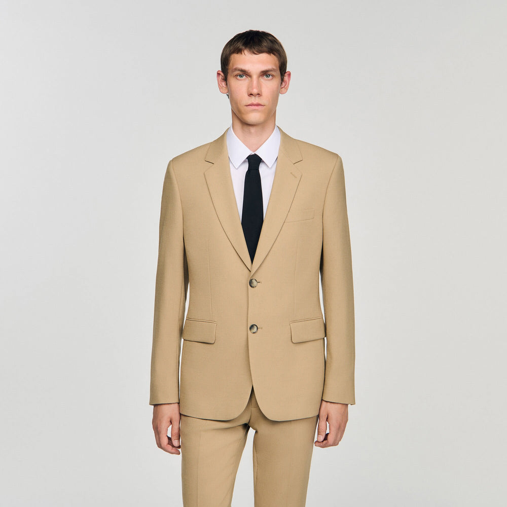Wool suit jacket Beige Sandro Men