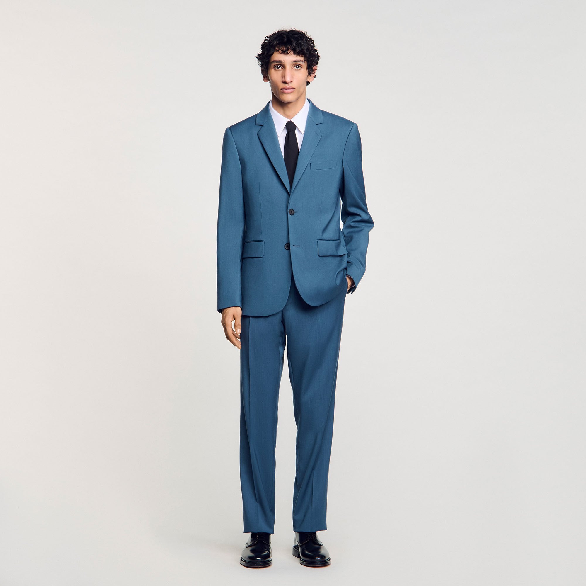 Wool suit jacket Thunderstorm Blue Sandro Men