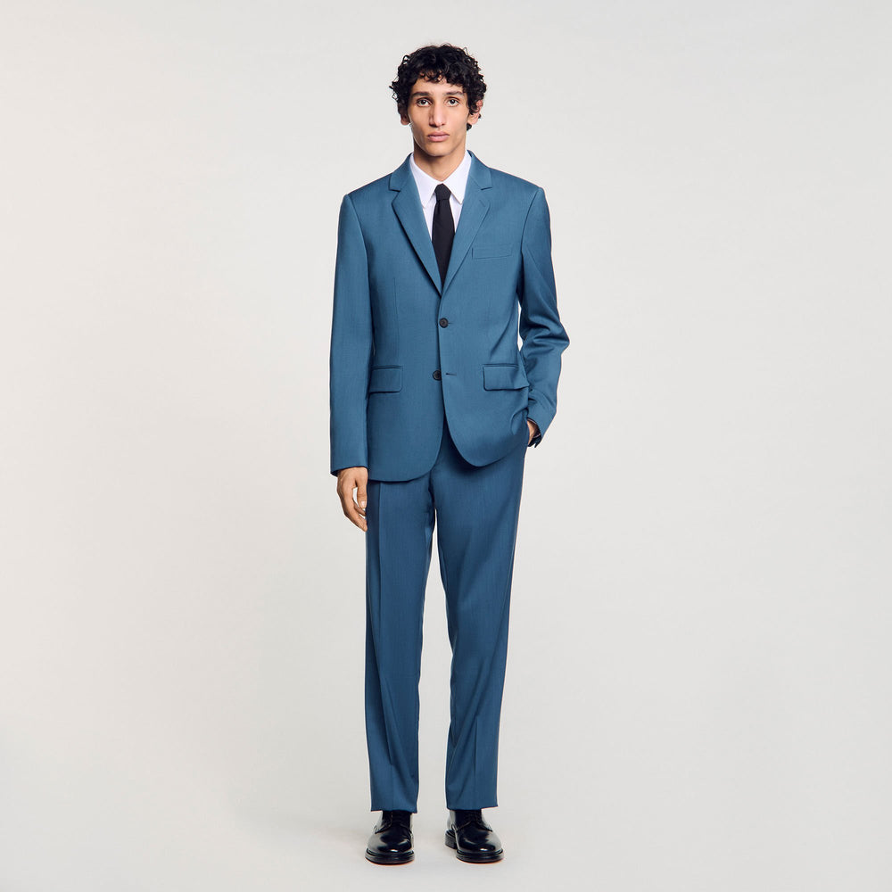 Wool suit jacket Thunderstorm Blue Sandro Men