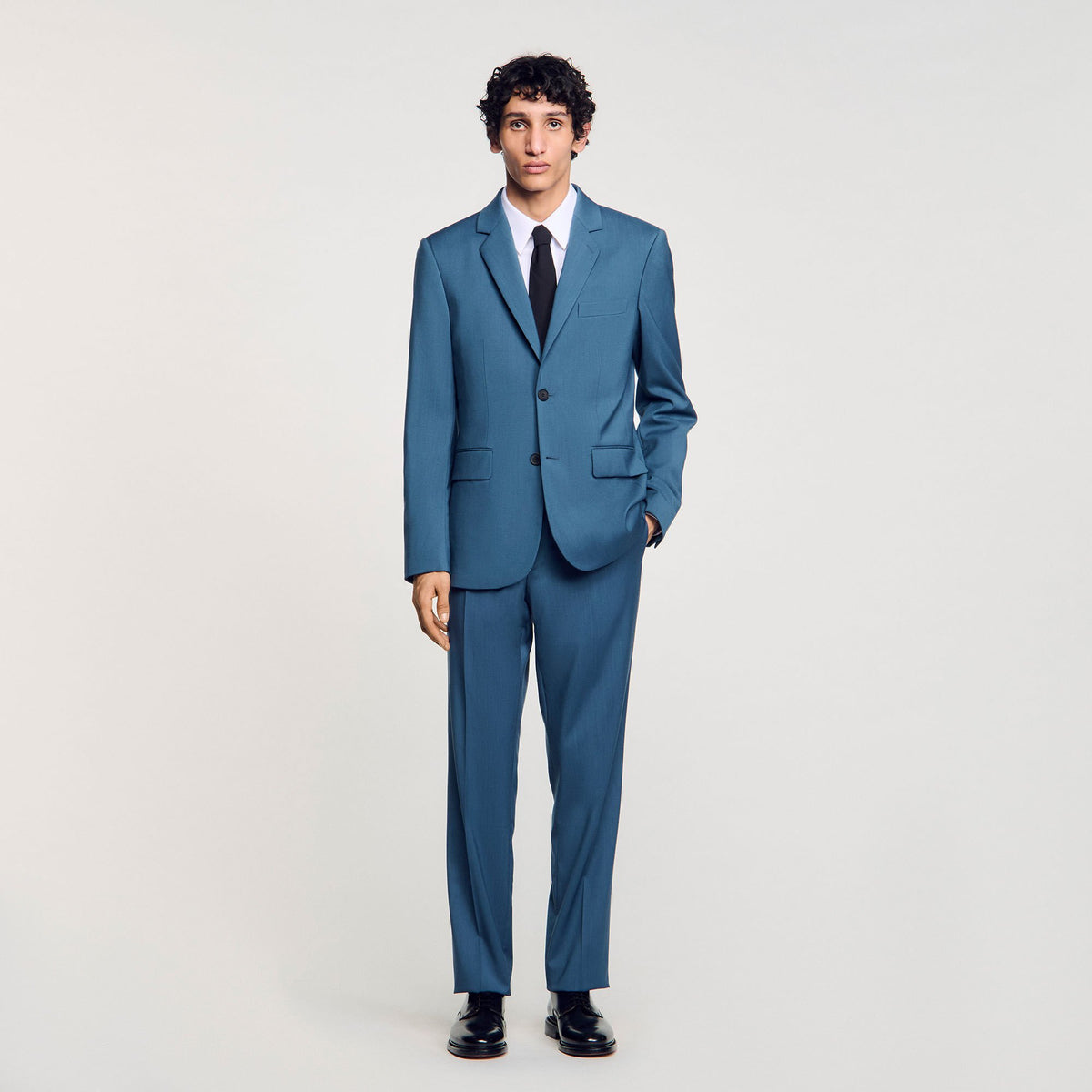 Wool suit jacket Thunderstorm Blue Sandro Men
