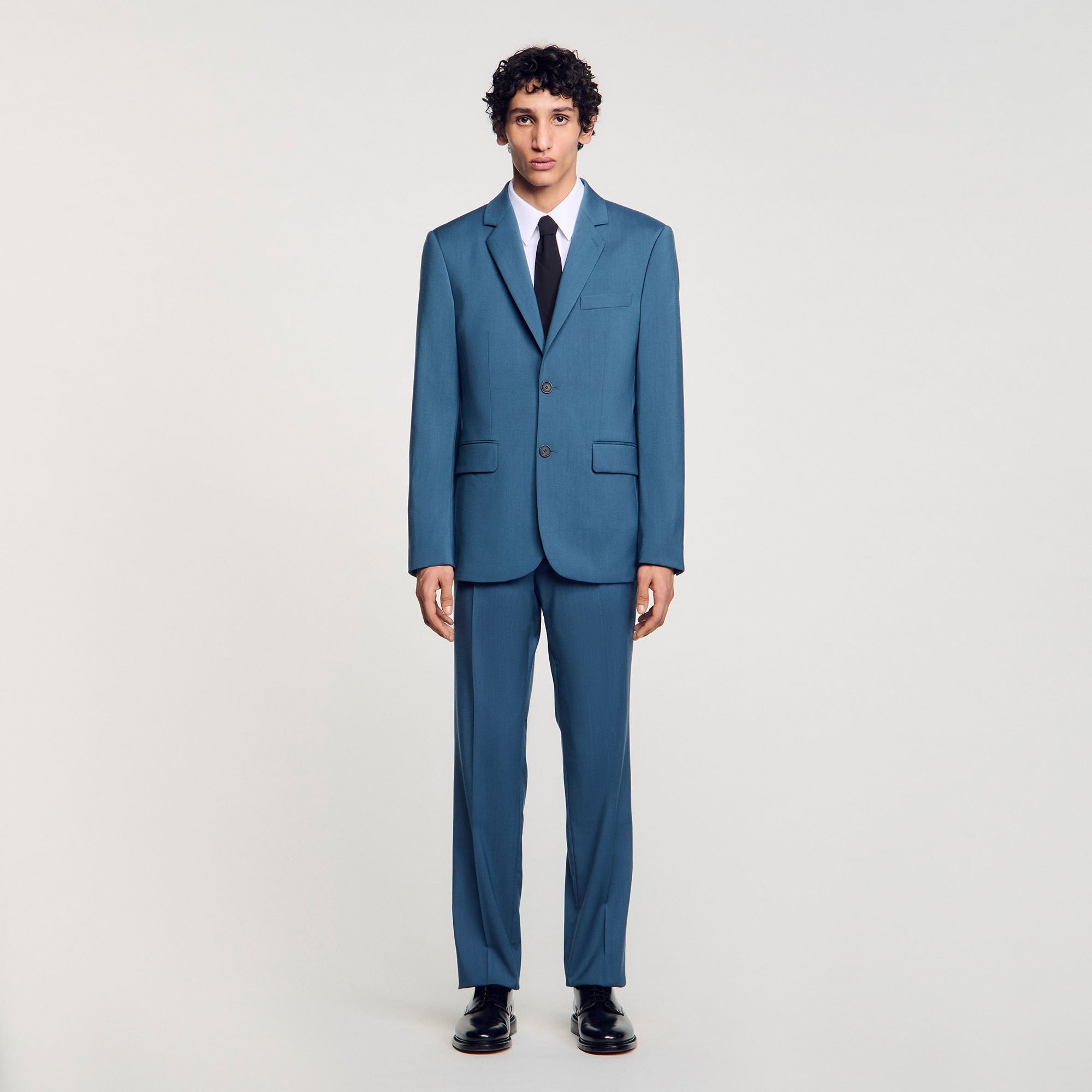 Wool suit jacket Thunderstorm Blue Sandro Men