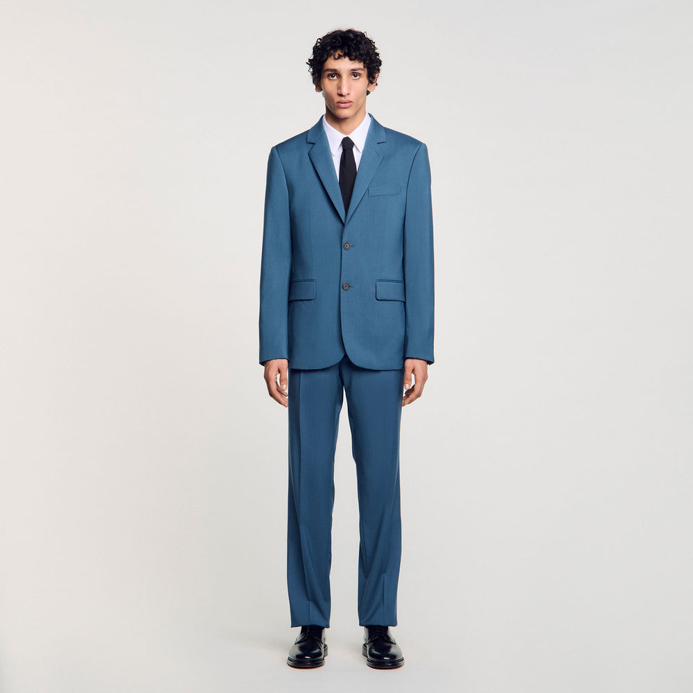 Wool suit jacket Thunderstorm Blue Sandro Men