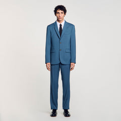 Wool suit jacket Thunderstorm Blue Sandro Men