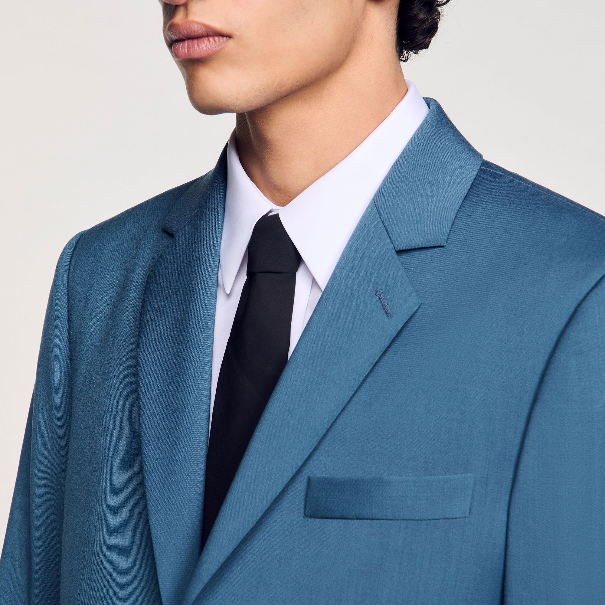 Wool suit jacket Thunderstorm Blue Sandro Men