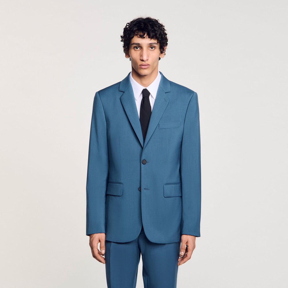 Wool suit jacket Thunderstorm Blue Sandro Men