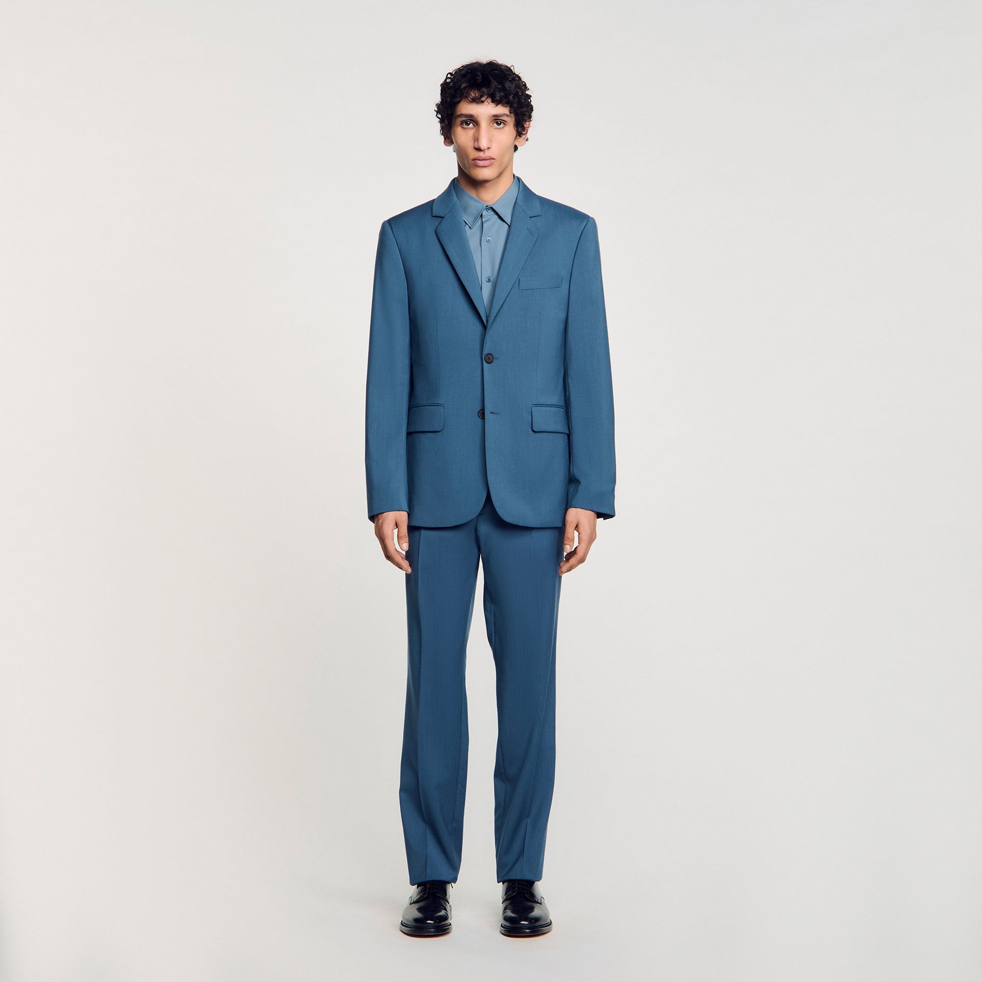 Wool suit jacket Thunderstorm Blue Sandro Men