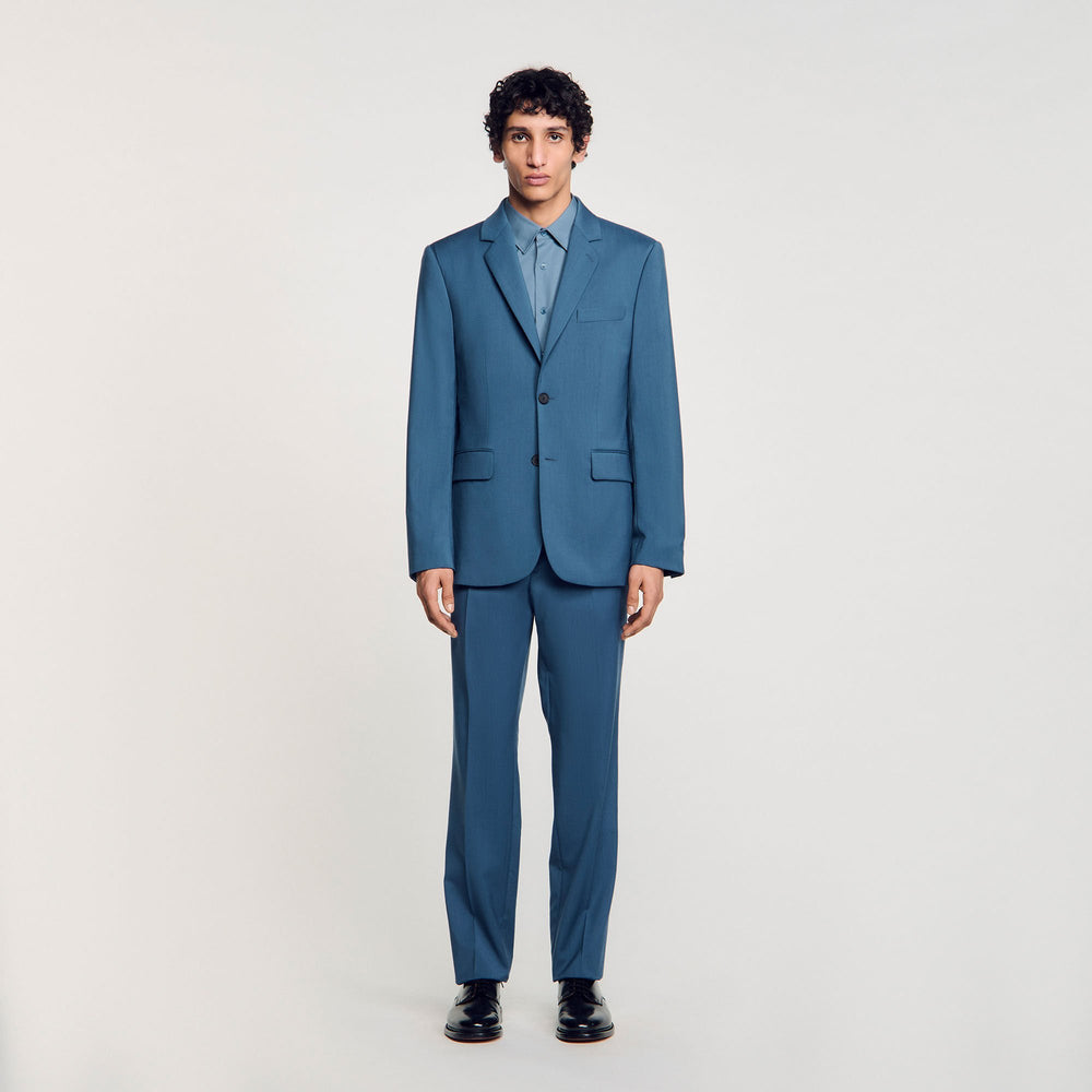 Wool suit jacket Thunderstorm Blue Sandro Men