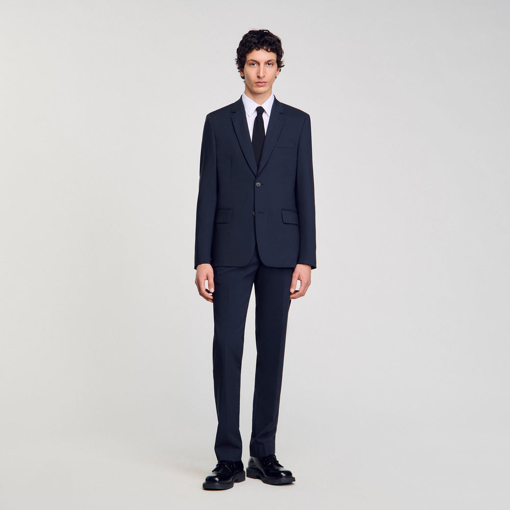 Wool suit jacket Midnight Blue Sandro Men