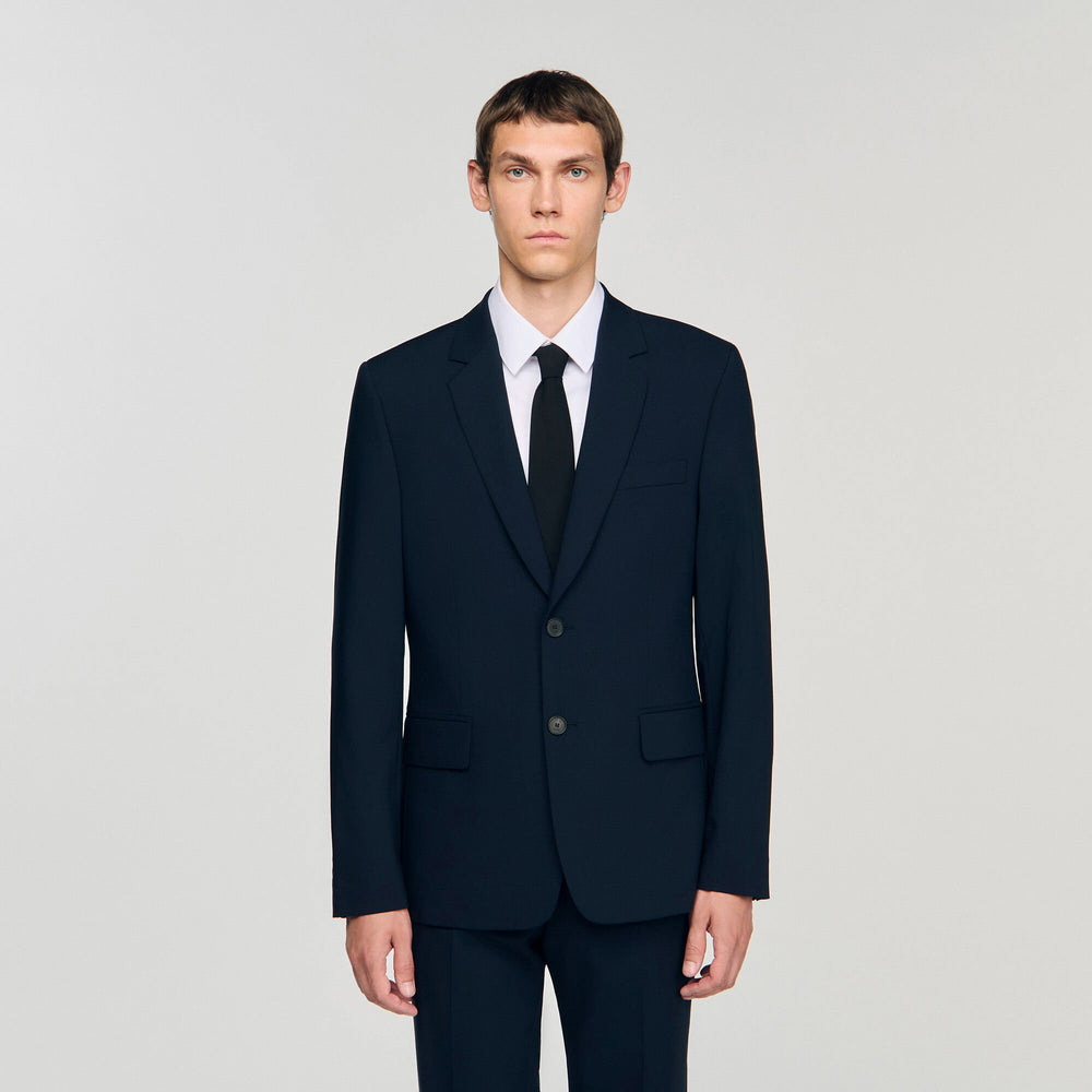 Wool suit jacket Navy Blue Sandro Men
